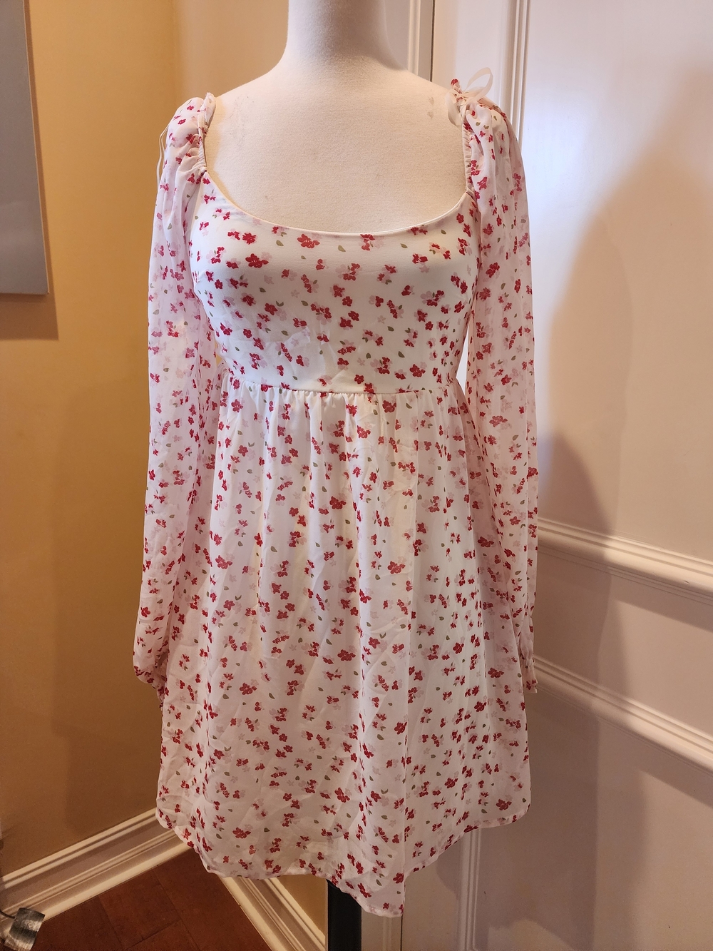 Trixxi White Mini Dress with Red Floral Print